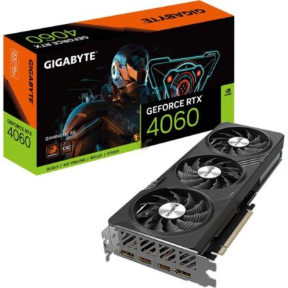 Graphics Card GIGABYTE NVIDIA GeForce RTX 4060 8 GB GDDR6 128 bit PCIE 4.0 16x Dual Slot Fansink 2xHDMI 2xDisplayPort GV-N4060GAMINGOC-8GD  GV-N4060GAMINGOC-8GD 4719331313692