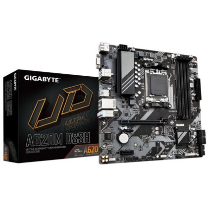 Mainboard GIGABYTE AMD A620 SAM5 Micro-ATX Memory DDR5 Memory slots 4 1xPCI-Express 4x 1xPCI-Express 3.0 1x 1xM.2 1x15pin D-sub 1xHDMI 1xDisplayPort 4xUSB 2.0 1xUSB 3.2 1xUSB-C 1xPS/2 1xRJ45 3xAudio port A620MDS3H1.1  A620M DS3H 1.1 4719331855567