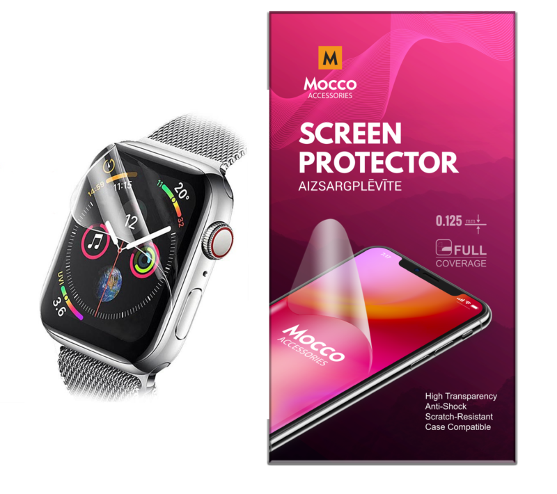 Mocco Full Coverage 0.125mm Clear Screen Protector for Apple Watch 38mm MC-125SP-AW38MM 4752168073537