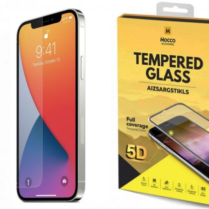 Mocco Full Glue 5D Signature Edition Tempered Glass Full Coverage with Frame Apple iPhone 12 / 12 Pro Black MC-5D-GP-IPHX12-BK 4752168088944