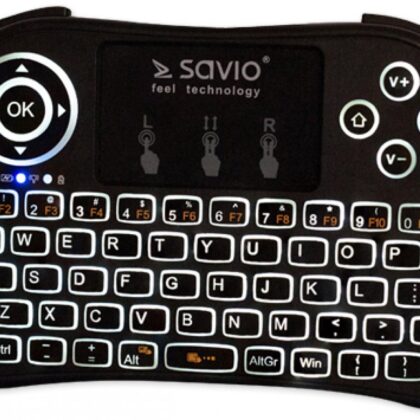 Savio KW-02 Wireless Mini Keyboard For  PC / PS4 / XBOX / Smart TV / Android + TouchPad Black (With Backlight) KW-02 5901986044055