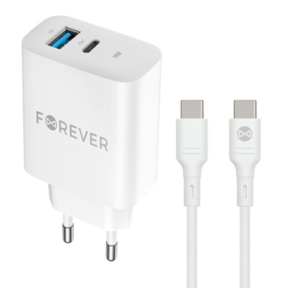 Forever TC-07 Charger PD / QC / USB-C / USB / 30W + USB-C Cable 60W GSM180736 5907457738447