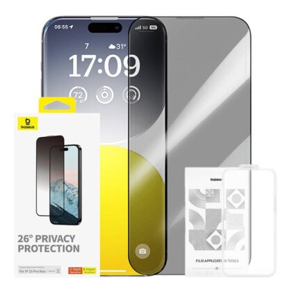 Baseus Diamond Privacy Protection Tempered Glass Apple iPhone 15 Pro Max P60057405203-03 6932172642624