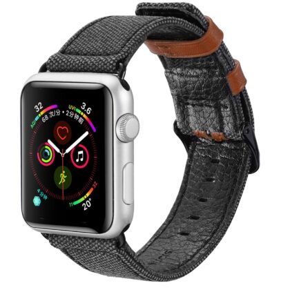 Dux Ducis Canvas Leather Band For Apple Watch 38 / 40 mm Black-Brown DUX-CV-3840-BK 6934913077993