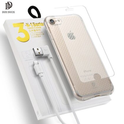 Dux Ducis 3 in 1 Set / Ultra Back Case 0.3 mm / Tempered Glass 9H / Micro USB Data Cable 90 cm White / For Samsung J330 Galaxy J3 (2017) DUX-SET-J330-WH 6934913094297