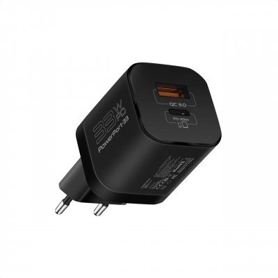 PROMATE PowerPort-33 GaNFast Charger adapter 33W / USB-C PD / USB-A AISPOWERPORT33EUBK 6959144058306