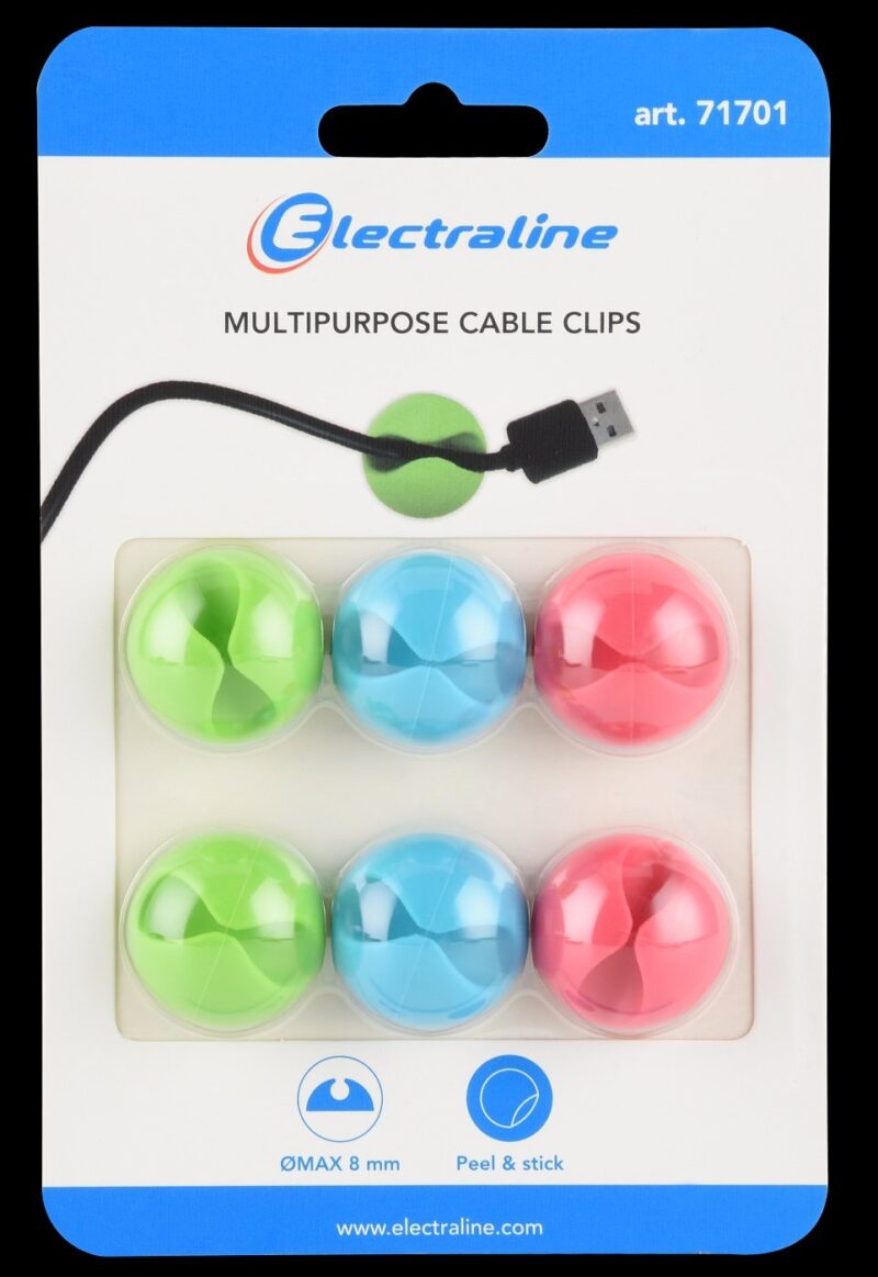 Electraline 71701 Multipurpose Cable Clips øMax -8mm 6pcs. ITR-71701 8011439717010