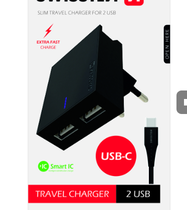 Swissten Travel Charger USB 3А / 15W With USB-C Cable 1.2m SW-DET-3AWCUC-B 8595217463288