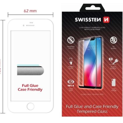 Swissten Full Face Tempered Glass Apple iPhone 7 / 8 White SW-JAP-T-SP-IPH-7-8-W 8595217466791