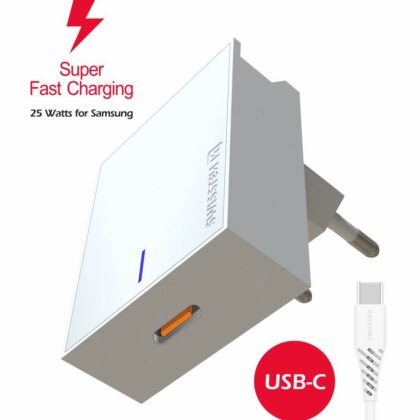 Swissten 25W Samsung Super Fast Charging Travel charger with 1.2m USB-C to USB-C cable SW-SAM-SFC-W 8595217471450