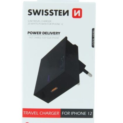 Swissten Premium 20W Mains Charger for all Apple iPhone 12 / 13 / 14 Series Models SW-IPHONE12_20W-BK 8595217471948