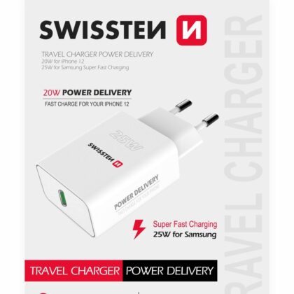 Swissten 25W Travel Charger USB-C PD 3.0 SW-USBCPD25W-W 8595217475939