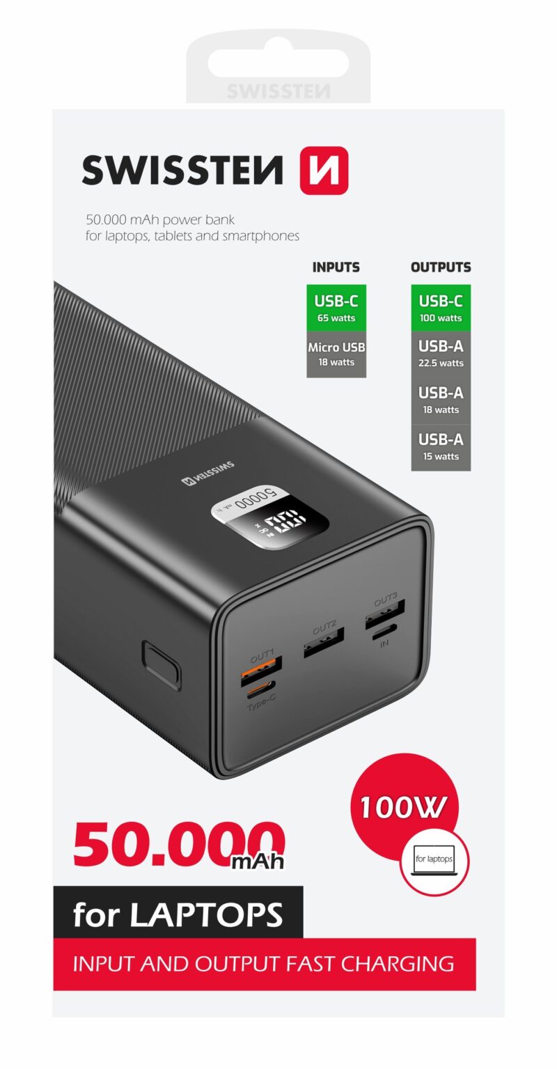 Swissten Power Line Power Bank 50 000 mAh / 100W 22013942 8595217481282