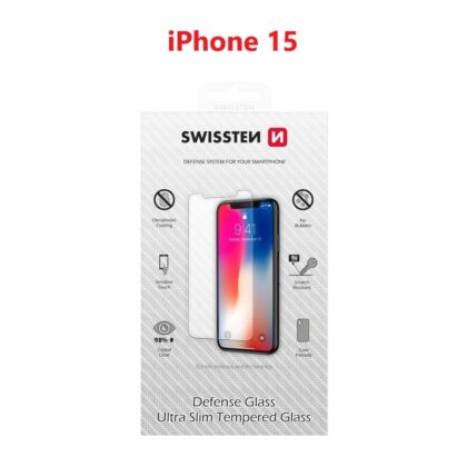 Swissten Ultra Slim Tempered Glass Premium 9H Screen Protector for Apple iPhone 15 74517961 8595217483385