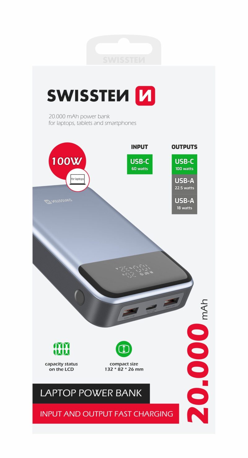 Swissten Power Bank for Laptops 20 000 mAh 100W 22013932 8595217483781