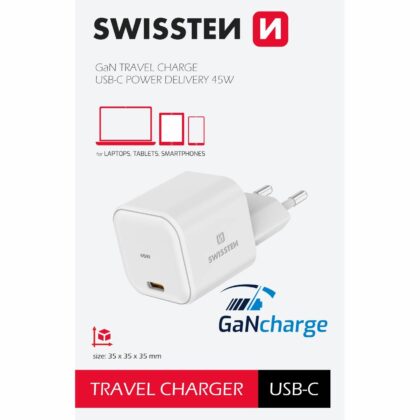 Swissten GaN Travel Charger USB-C 45W 22037010 8595217483798