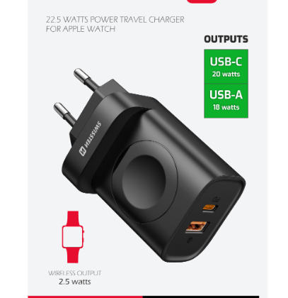 Swissten Travel Charger USB-A / USB-C / iWatch 22045520 8595217483842