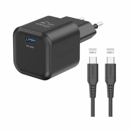 Swissten Travel Charger GaN USB-C 20W PD + Data Cable USB-C-USB-C 1.2m 22070130 8595217484382