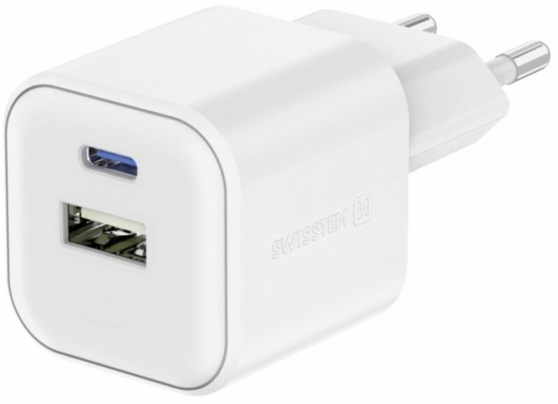 Swissten Travel Charger GaN USB-C 35W PD / USB-A 27W QC 22071200 8595217484481