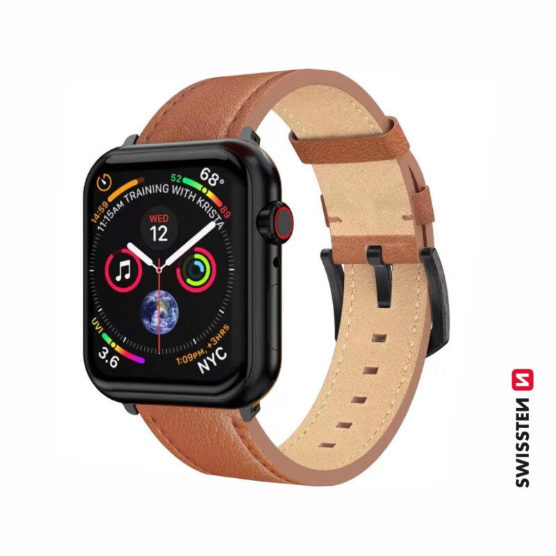 Swissten Leather Band For Apple Watch 42 / 44 / 45 / 49mm 46000813 8595217485310