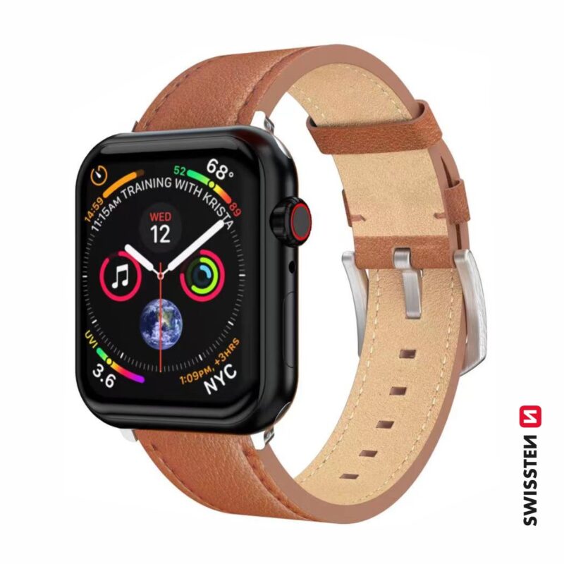 Swissten Leather Band for Apple Watch 42 / 44 / 45 / 49 mm 46000814 8595217485334