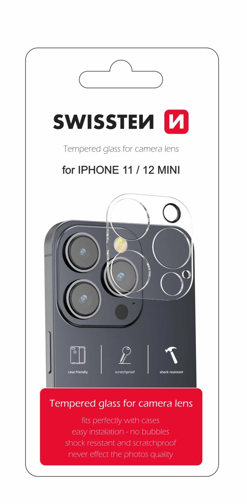 Swissten Tempered Glass For Camera Lens For Apple iPhone 11 / 12 Mini 94500101 8595217486614