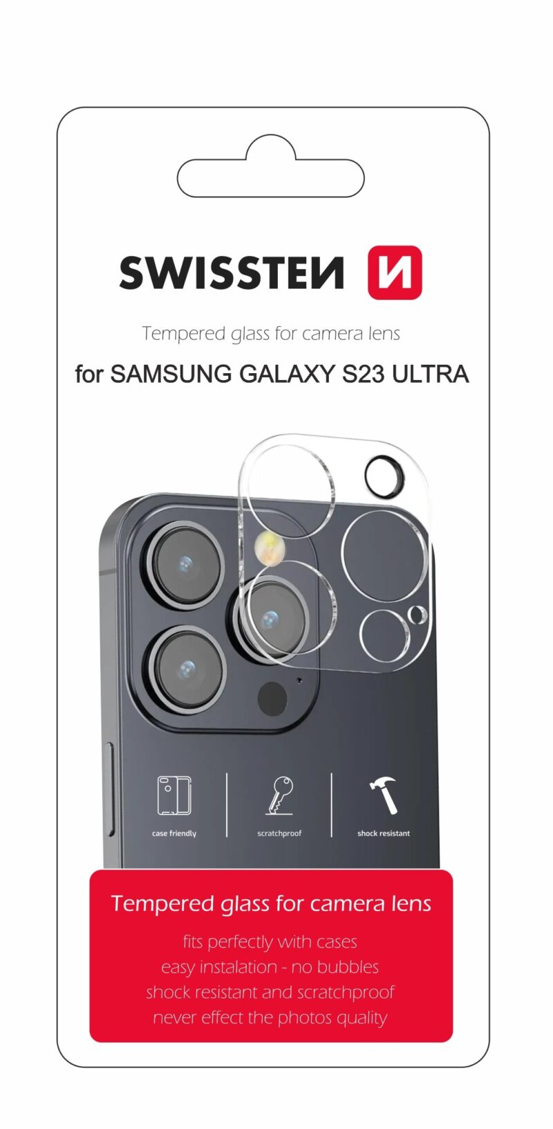 Swissten Tempered Glass For Camera Lens For Samsung Galaxy S23 Ultra 94500205 8595217486799