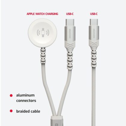 Swissten 2in1 Wireless Charger for Apple Watch and USB-C / USB-C / 1.2m 22065504 8595217487017