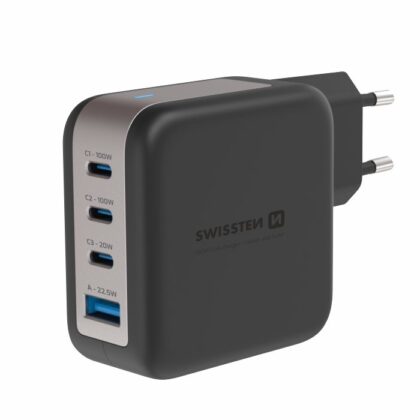 Swissten Travel Charger GaN 3x USB-C PD 100W / USB-A 18W QC 22071600 8595217488342