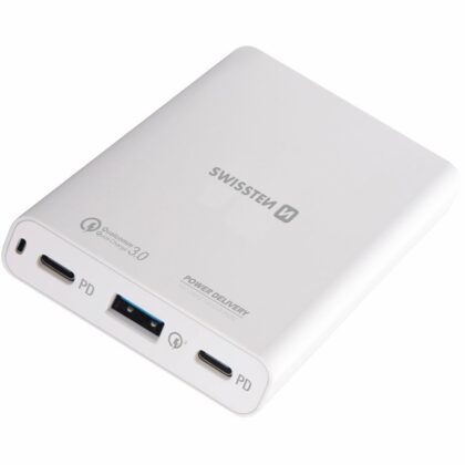 Swissten Travel Charger Notebooks and MacBook / 60W / PD3.0 / QC3.0 / PPS SW-TCH-60W-PD30-QC30-W 8595217496552