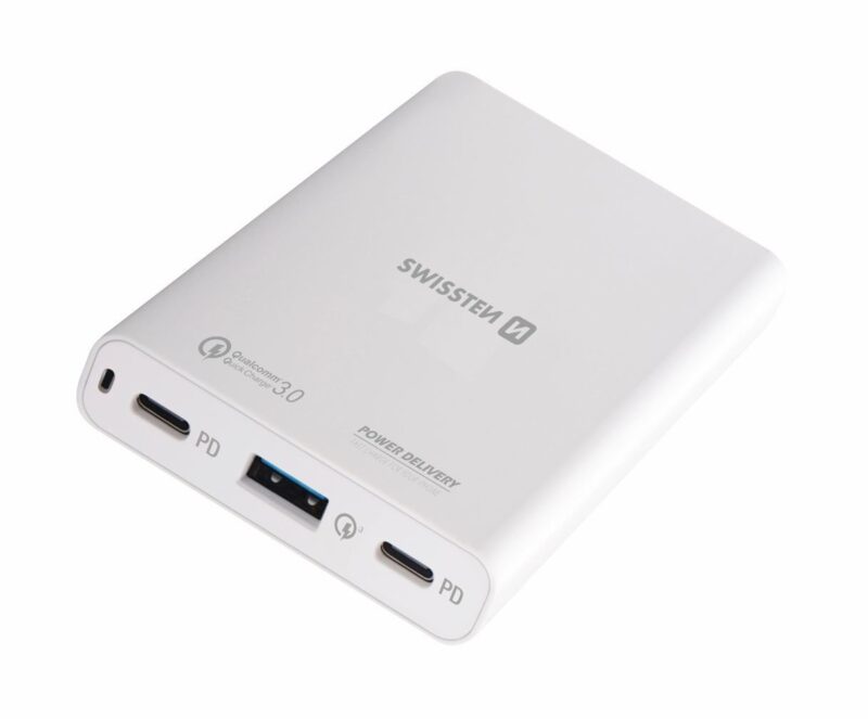 Swissten Travel Charger Notebooks and MacBook / 60W / PD3.0 / QC3.0 / PPS SW-TCH-60W-PD30-QC30-W 8595217496552