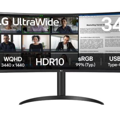 LCD Monitor LG 34WR55QK-B 34" Business/Curved/21 : 9 Panel VA 3440x1440 21:9 100Hz 5 ms Height adjustable Tilt Colour Black 34WR55QK-B  34WR55QK-B 8806096235386