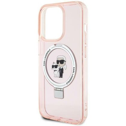 Karl Lagerfeld Ring Stand Karl&Choupettte MagSafe Back Case for Apple iPhone 15 Pro KLHMP15LHMRSKCP 3666339169015