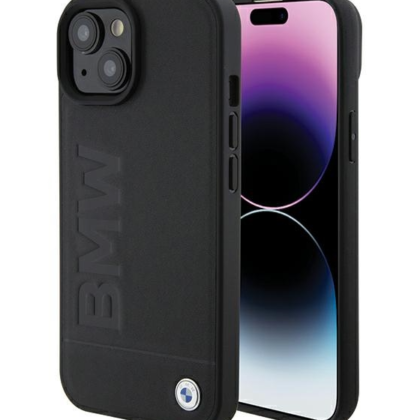 BMW Leather Hot Stamp Case for Apple iPhone 15 BMHCP15SSLLBK 3666339170813