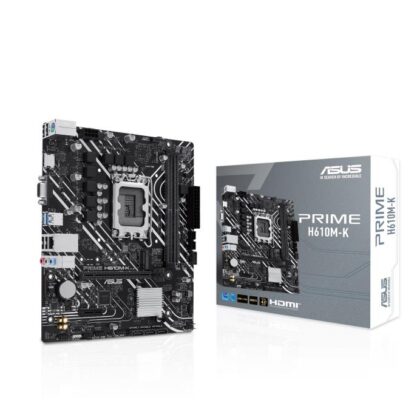 Mainboard ASUS Intel H610 LGA1700 Micro-ATX Memory DDR5 Memory slots 2 1xPCI-Express 3.0 1x 1xPCI-Express 4.0 16x 1xM.2 1x15pin D-sub 1xHDMI 4xUSB 2.0 2xUSB 3.2 1xPS/2 1xRJ45 3xAudio port PRIMEH610M-K  PRIMEH610M-K 4711387336328