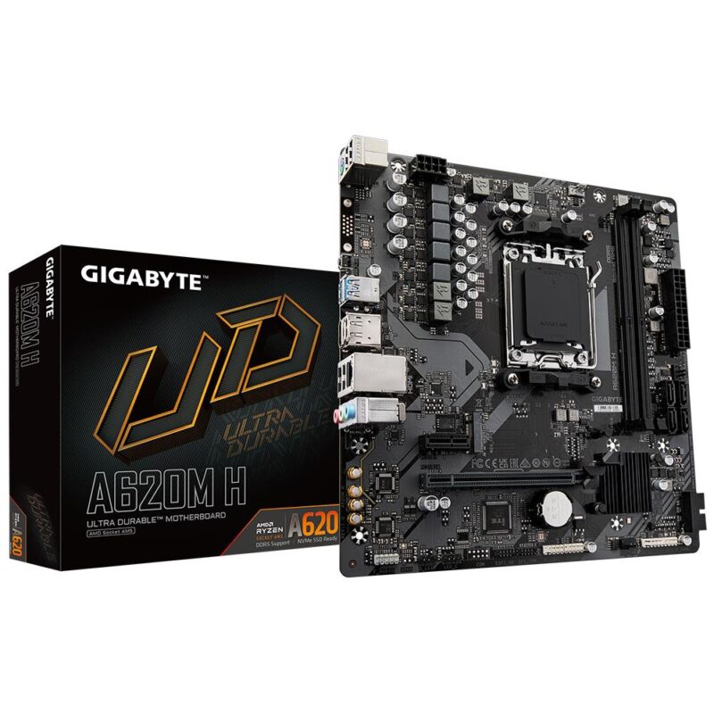 Mainboard GIGABYTE AMD A620 SAM5 Micro-ATX Memory DDR5 Memory slots 2 1xPCI-Express 3.0 16x 1xPCI-Express 4.0 16x 1xM.2 1xHDMI 1xDisplayPort 4xUSB 2.0 2xUSB 3.2 1xPS/2 1xRJ45 3xAudio port A620MH1.2  A620MH1.2 4719331855512