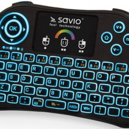Savio KW-03 Wireless Mini Keyboard For  PC / PS4 / XBOX / Smart TV / Android + TouchPad Black (With RGB Backlight) KW-03 5901986045441