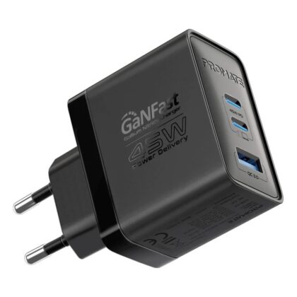 Promate PowerPort-45 GaNFast™ Wall Charger 45W / QC3.0 / PD45W POWERPORT45BK 6959144067605