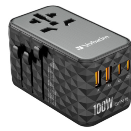 Verbatim GaN III Universal 2x USB-C Travel Adapter 100W 32121V 023942321217