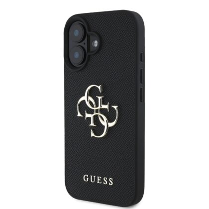 Guess PU Grained 4G Metal Logo Case for Apple iPhone 16 GUHCP16SPGT4MBK 3666339424527