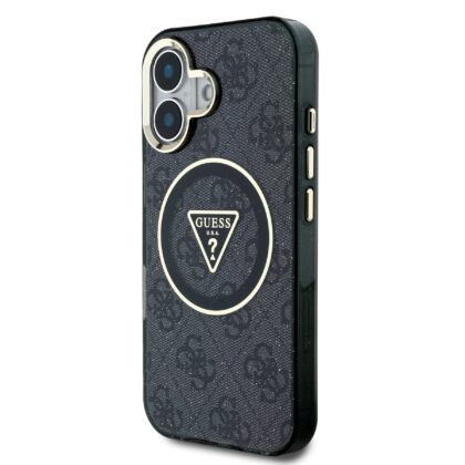 Guess IML 4G Glitter and Triangle Logo MagSafe Protective cover for Apple iPhone 16 GUHMP16SHG4PRTGK 3666339430061