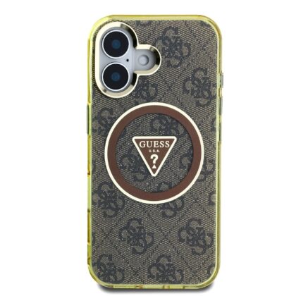 Guess IML 4G Glitter and Triangle Logo MagSafe Case for Apple iPhone 16 GUHMP16SHG4PRTGW 3666339430214