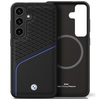 BMW Leather Textured and Smooth MagSafe Case for Samsung Galaxy S25 BMHMS25S23RDCLK 3666339448752