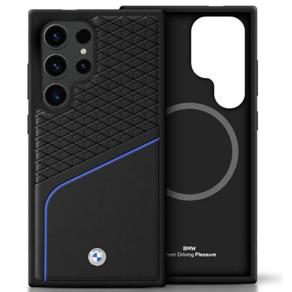 BMW Leather Textured and Smooth MagSafe Case for Samsung Galaxy S25 Ultra BMHMS25L23RDCLK 3666339448769