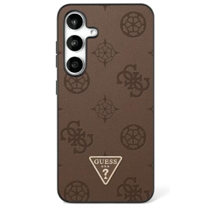 Guess Grained Hot Stamp Peony Pattern Triangle Logo MagSafe Case for Samsung Galaxy S25 GUHMS25SPGBTMW 3666339449247