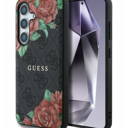 Guess Leather 4G Flowers Print Metal Classic Logo MagSafe Case for Samsung Galaxy S25 GUHMS25SP4ROPEMCK 3666339449261