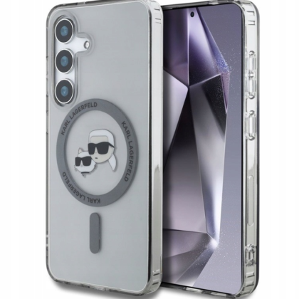 Karl Lagerfeld Button Karl & Choupette Heads Printed Logo MagSafe Case for Samsung Galaxy S25 KLHMS25SHLSKCK 3666339449957