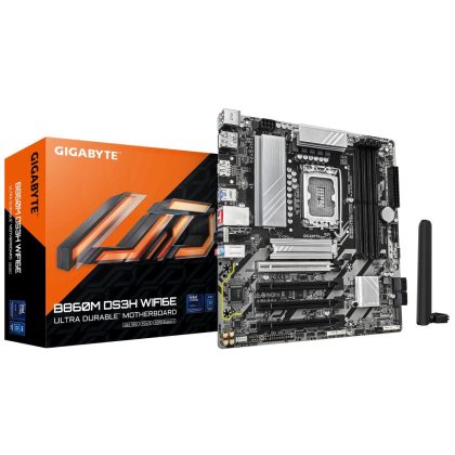 Mainboard GIGABYTE Intel B860 Express LGA1851 Micro-ATX Memory DDR5 Memory slots 4 4xPCI-Express 4.0 16x 1xPCI-Express 5.0 16x 2xM.2 1xHDMI 2xDisplayPort 1xAudio-In 1xAudio-Out 1xMicrophone 3xUSB 2.0 1xUSB-C 1xPS/2 1xRJ45 B860MDS3HWIFI6E1.0  B860M DS3H WIFI6E 1.0 4719331866815