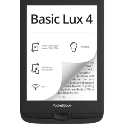 E-Reader POCKETBOOK Basic Lux 4 6" 1024x758 1xUSB-C Micro SD Wireless LAN Black PB618-P-WW  PB618-P-WW 76401520939680