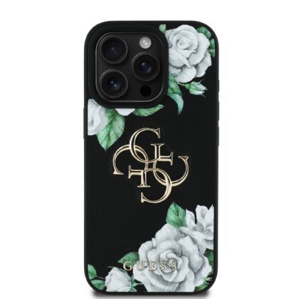 Guess PU Grained Roses 4G Metal Logo Case for Apple iPhone 16 Pro GUHCP16LPGROP4MK 3666339426941
